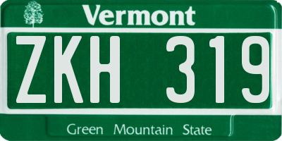 VT license plate ZKH319