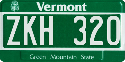 VT license plate ZKH320