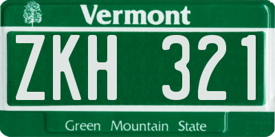 VT license plate ZKH321