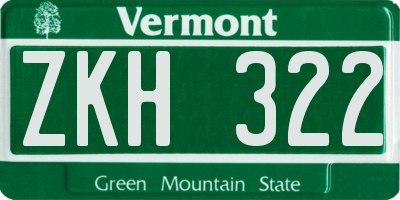 VT license plate ZKH322