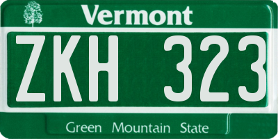 VT license plate ZKH323