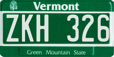 VT license plate ZKH326
