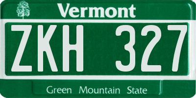 VT license plate ZKH327