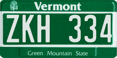 VT license plate ZKH334