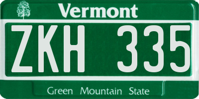 VT license plate ZKH335