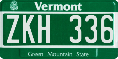 VT license plate ZKH336