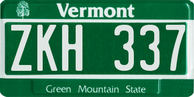 VT license plate ZKH337