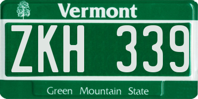 VT license plate ZKH339