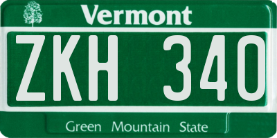 VT license plate ZKH340
