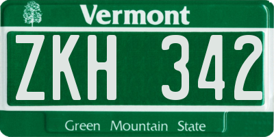 VT license plate ZKH342