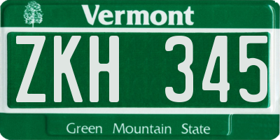 VT license plate ZKH345