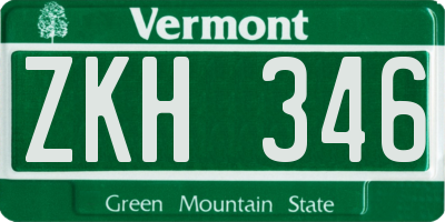 VT license plate ZKH346