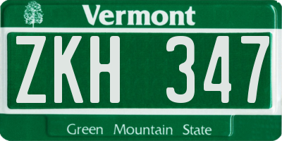 VT license plate ZKH347