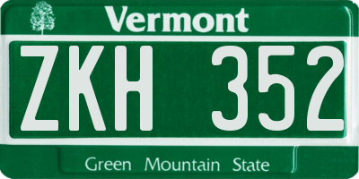 VT license plate ZKH352