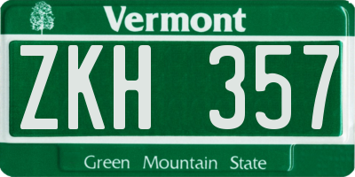 VT license plate ZKH357