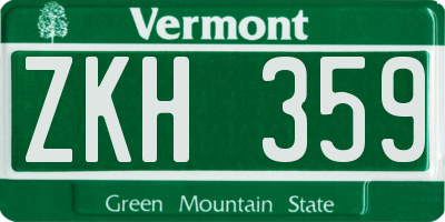 VT license plate ZKH359
