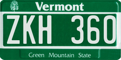 VT license plate ZKH360