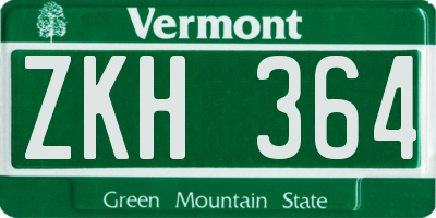 VT license plate ZKH364