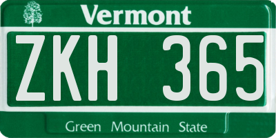 VT license plate ZKH365
