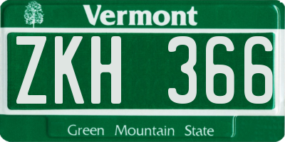 VT license plate ZKH366