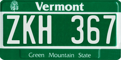 VT license plate ZKH367