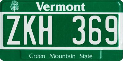 VT license plate ZKH369