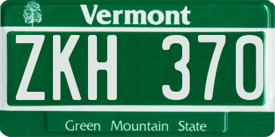 VT license plate ZKH370