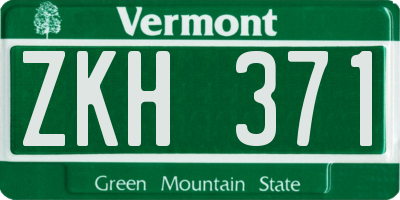 VT license plate ZKH371