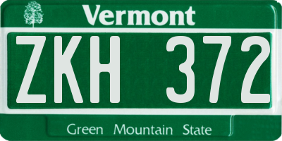 VT license plate ZKH372