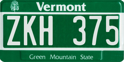 VT license plate ZKH375