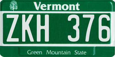 VT license plate ZKH376