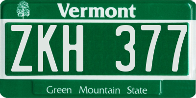 VT license plate ZKH377