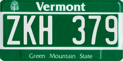 VT license plate ZKH379