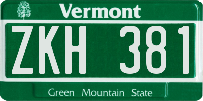VT license plate ZKH381