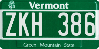 VT license plate ZKH386