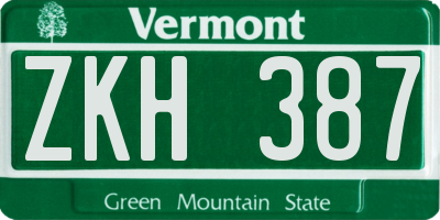VT license plate ZKH387