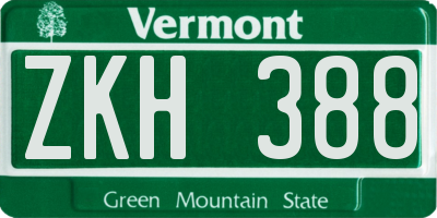 VT license plate ZKH388