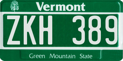 VT license plate ZKH389
