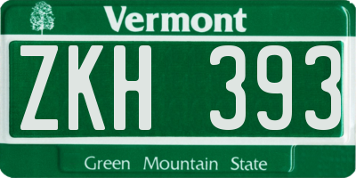 VT license plate ZKH393