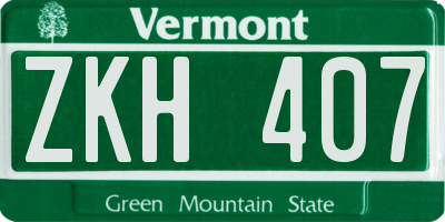 VT license plate ZKH407
