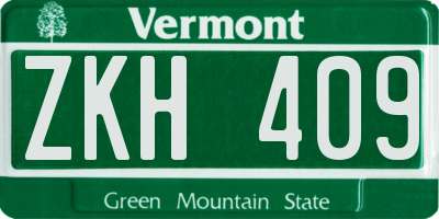VT license plate ZKH409