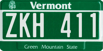 VT license plate ZKH411