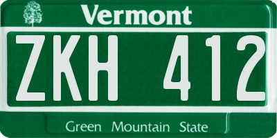 VT license plate ZKH412