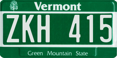 VT license plate ZKH415