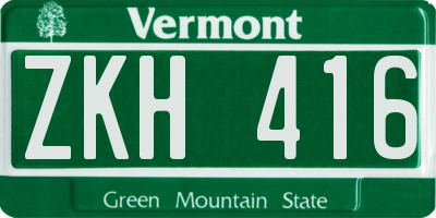 VT license plate ZKH416