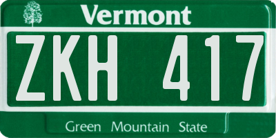 VT license plate ZKH417