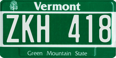 VT license plate ZKH418