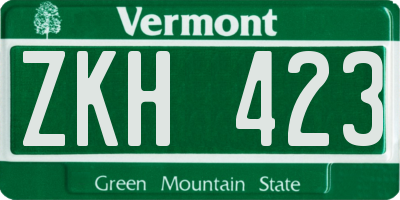 VT license plate ZKH423