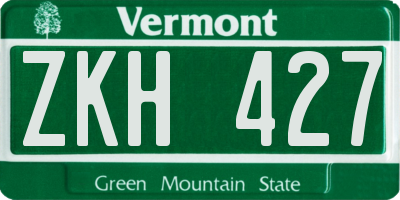VT license plate ZKH427