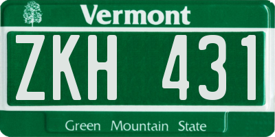 VT license plate ZKH431